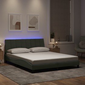 Estructura cama con luces LED terciopelo gris claro 160x200 cm Estructura cama con luces LED terciopelo gris claro 160x200 cm