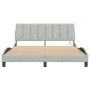 Estructura cama con luces LED terciopelo gris claro 160x200 cm