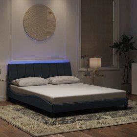 Estructura cama con luces LED terciopelo gris oscuro 160x200 cm Estructura cama con luces LED terciopelo gris oscuro 160x200 cm