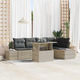 Conjunto de sofá de jardín con cojín 6 pcs Gris claro Poliratán