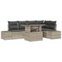 Conjunto de sofá de jardín con cojín 6 pcs Gris claro Poliratán