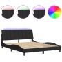 Estructura de cama con luces LED terciopelo negro 160x200 cm