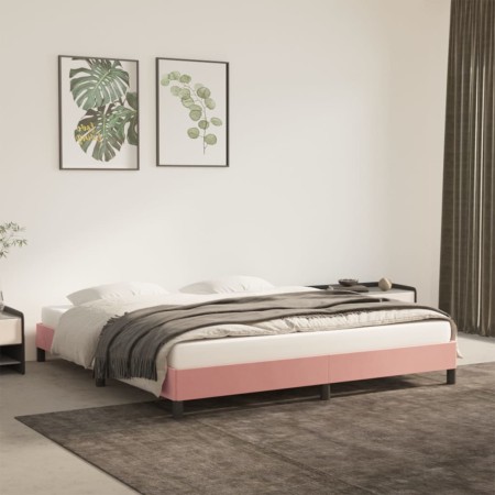 Estructura de cama de terciopelo rosa 160x200 cm de vidaXL, Camas y somieres - Ref: Foro24-346987, Precio: 104,47 €, Descuent...