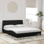 Estructura de cama con luces LED terciopelo negro 160x200 cm