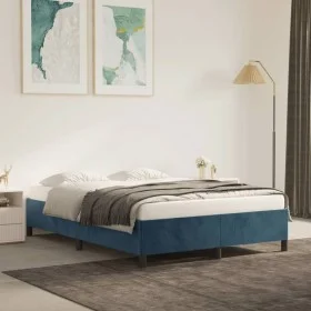 Blauer Samtbettrahmen 140x200 cm von vidaXL, Betten und Lattenroste - Ref: Foro24-347328, Preis: 119,98 €, Rabatt: %