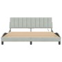 Estructura cama con luces LED terciopelo gris claro 180x200 cm