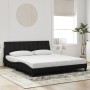 Estructura de cama con luces LED terciopelo negro 180x200 cm