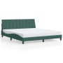 Estructura cama con luces LED terciopelo verde oscuro 180x200cm
