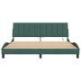 Estructura cama con luces LED terciopelo verde oscuro 180x200cm