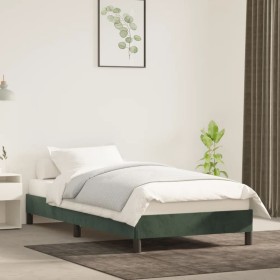 Estructura de cama de terciopelo verde 90x190 cm