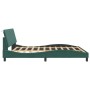 Estructura cama con luces LED terciopelo verde oscuro 180x200cm