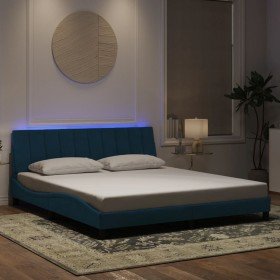 Estructura de cama con luces LED terciopelo azul 180x200 cm Estructura de cama con luces LED terciopelo azul 180x200 cm