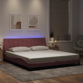 Estructura de cama con luces LED terciopelo rosa 180x200 cm Estructura de cama con luces LED terciopelo rosa 180x200 cm