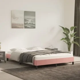 Estructura de cama de terciopelo rosa 140x200 cm de vidaXL, Camas y somieres - Ref: Foro24-346981, Precio: 100,31 €, Descuent...