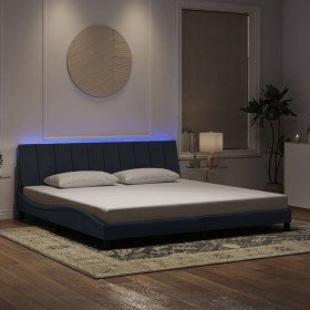 Estructura cama con luces LED terciopelo gris oscuro 200x200 cm Estructura cama con luces LED terciopelo gris oscuro 200x200 cm