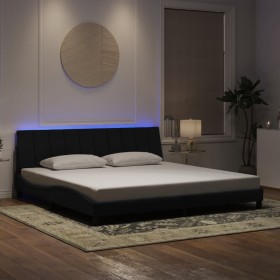 Estructura de cama con luces LED terciopelo negro 200x200 cm