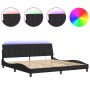 Estructura de cama con luces LED terciopelo negro 200x200 cm