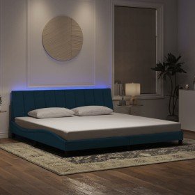 Estructura de cama con luces LED terciopelo azul 200x200 cm Estructura de cama con luces LED terciopelo azul 200x200 cm