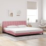 Estructura de cama con luces LED terciopelo rosa 200x200 cm