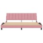 Estructura de cama con luces LED terciopelo rosa 200x200 cm