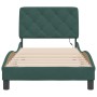 Estructura cama con luces LED terciopelo verde oscuro 80x200 cm