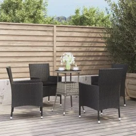 Gartentisch und Stühle 5 Stück und schwarze synthetische Rattankissen von vidaXL, Gartensets - Ref: Foro24-3187427, Preis: 31...