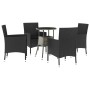 Garden table and chairs 5 pieces and black synthetic rattan cushions by vidaXL, Garden sets - Ref: Foro24-3187427, Price: 323...