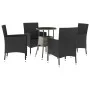 Garden table and chairs 5 pieces and black synthetic rattan cushions by vidaXL, Garden sets - Ref: Foro24-3187427, Price: 316...
