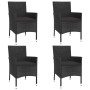 Garden table and chairs 5 pieces and black synthetic rattan cushions by vidaXL, Garden sets - Ref: Foro24-3187427, Price: 323...