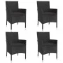 Garden table and chairs 5 pieces and black synthetic rattan cushions by vidaXL, Garden sets - Ref: Foro24-3187427, Price: 316...
