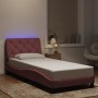 Estructura de cama con luces LED terciopelo rosa 80x200 cm