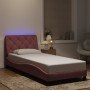 Estructura de cama con luces LED terciopelo rosa 80x200 cm