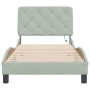 Estructura cama con luces LED terciopelo gris claro 90x190 cm