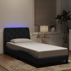 Estructura de cama con luces LED de terciopelo negro 90x190 cm