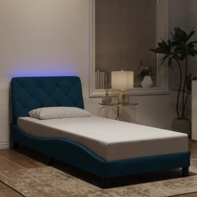 Estructura cama con luces terciopelo azul 90x190 cm en Camas y somieres | Comprar online en Foro24
