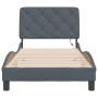Estructura cama con luces LED terciopelo gris oscuro 90x200 cm