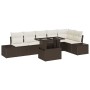 Conjunto de sofá de jardín con cojín 7 pcs Marrón y crema