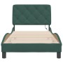 Estructura cama con luces LED terciopelo verde oscuro 90x200 cm