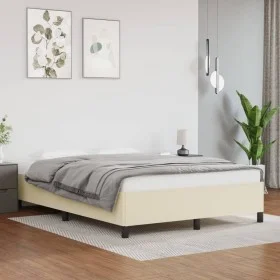 Cream synthetic leather bed frame 140x200 cm by vidaXL, Beds and slatted bases - Ref: Foro24-347253, Price: 111,05 €, Discoun...