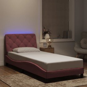 Estructura de cama con luces LED terciopelo rosa 90x200 cm Estructura de cama con luces LED terciopelo rosa 90x200 cm