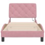 Estructura de cama con luces LED terciopelo rosa 90x200 cm