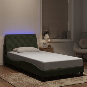 Estructura cama con luces LED terciopelo gris claro 100x200 cm Estructura cama con luces LED terciopelo gris claro 100x200 cm