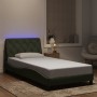 Estructura cama con luces LED terciopelo gris claro 100x200 cm