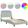 Estructura cama con luces LED terciopelo gris claro 100x200 cm