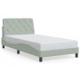 Estructura cama con luces LED terciopelo gris claro 100x200 cm