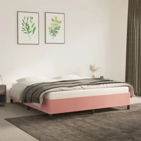 Estructura de cama de terciopelo rosa 160x200 cm de vidaXL, Camas y somieres - Ref: Foro24-347335, Precio: 124,86 €, Descuent...