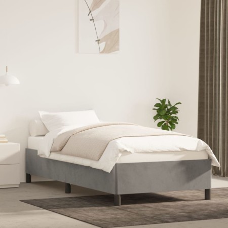 Estructura de cama de terciopelo gris claro 100x200 cm de vidaXL, Camas y somieres - Ref: Foro24-347306, Precio: 77,49 €, Des...