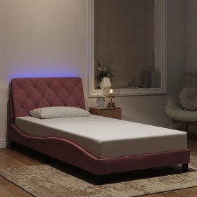 Estructura de cama con luces LED terciopelo rosa 100x200 cm Estructura de cama con luces LED terciopelo rosa 100x200 cm