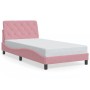 Estructura de cama con luces LED terciopelo rosa 100x200 cm