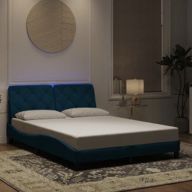 Estructura de cama con luces LED terciopelo azul 120x200 cm Estructura de cama con luces LED terciopelo azul 120x200 cm